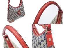 画像をギャラリービューアに読み込む, GUCCI グッチ ワンショルダーバッグ ハンドバッグ GGキャンバス レザー レッド ブラウン 130738 ゴールド金具 美品 中古 4b005842