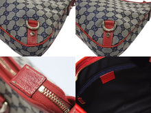 画像をギャラリービューアに読み込む, GUCCI グッチ ワンショルダーバッグ ハンドバッグ GGキャンバス レザー レッド ブラウン 130738 ゴールド金具 美品 中古 4b005842