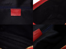 画像をギャラリービューアに読み込む, GUCCI グッチ ワンショルダーバッグ ハンドバッグ GGキャンバス レザー レッド ブラウン 130738 ゴールド金具 美品 中古 4b005842