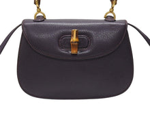 画像をギャラリービューアに読み込む, 極美品 GUCCI グッチ ハンドバッグ ショルダーバッグ 2way 000460188 レザー バンブー パープル ゴールド金具 中古 4b005844