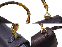 画像をギャラリービューアに読み込む, 極美品 GUCCI グッチ ハンドバッグ ショルダーバッグ 2way 000460188 レザー バンブー パープル ゴールド金具 中古 4b005844