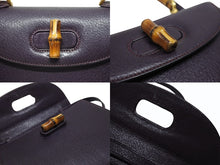 画像をギャラリービューアに読み込む, 極美品 GUCCI グッチ ハンドバッグ ショルダーバッグ 2way 000460188 レザー バンブー パープル ゴールド金具 中古 4b005844
