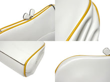 画像をギャラリービューアに読み込む, PRADA プラダ 2WAY クラッチバッグ ショルダーバッグ がま口 レザー ホワイト シルバー金具 美品 中古 4b005846