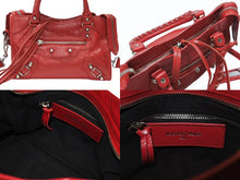 画像をギャラリービューアに読み込む, BALENCIAGA バレンシアガ クラシック ミニ シティ 2WAY ショルダーバッグ 300295 ロゴ レッド シルバー金具 美品 中古 4b005850
