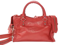 画像をギャラリービューアに読み込む, BALENCIAGA バレンシアガ クラシック ミニ シティ 2WAY ショルダーバッグ 300295 ロゴ レッド シルバー金具 美品 中古 4b005850