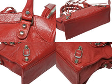 画像をギャラリービューアに読み込む, BALENCIAGA バレンシアガ クラシック ミニ シティ 2WAY ショルダーバッグ 300295 ロゴ レッド シルバー金具 美品 中古 4b005850