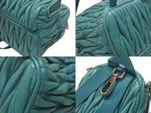 Load image into Gallery viewer, MIUMIU ミュウミュウ マイクロリュック チェーンショルダーバッグ マテラッセ ラムスキン ターコイズブルー シルバー金具 美品 中古 4b005851