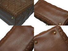 Load image into Gallery viewer, Christian Dior クリスチャンディオール LADY DIOR レディディオール ミディアム 2WAYハンドバッグ ラムスキン カナージュ ブラウン 美品 中古 4b005853