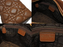 Load image into Gallery viewer, Christian Dior クリスチャンディオール LADY DIOR レディディオール ミディアム 2WAYハンドバッグ ラムスキン カナージュ ブラウン 美品 中古 4b005853