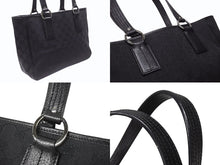 画像をギャラリービューアに読み込む, GUCCI グッチ GGパターン ハンドバック トートバッグ 113019 ブラック 黒 シルバー金具 キャンバス 美品 中古 4b005855