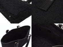 画像をギャラリービューアに読み込む, GUCCI グッチ GGパターン ハンドバック トートバッグ 113019 ブラック 黒 シルバー金具 キャンバス 美品 中古 4b005855