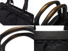 画像をギャラリービューアに読み込む, 極美品 GUCCI グッチ バンブー ハンドバッグ ウッド調 GGキャンバス イタリア製 レザー ブラック 中古 4b005856