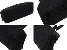 画像をギャラリービューアに読み込む, 極美品 GUCCI グッチ バンブー ハンドバッグ ウッド調 GGキャンバス イタリア製 レザー ブラック 中古 4b005856