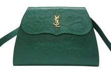 Load image into Gallery viewer, YvesSaintLaurent イヴ サンローラン LogoShoulderBag ロゴ ショルダーバッグ FF14623 WS14623 グリーン ゴールド金具 美品 中古 4b005858