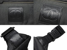 Load image into Gallery viewer, CHANEL シャネル スポーツライン ココマーク ウエストバッグ 10番台 ボディバッグ ブラック レザー ロゴ ジャガード シルバー金具 美品 中古 4b005860