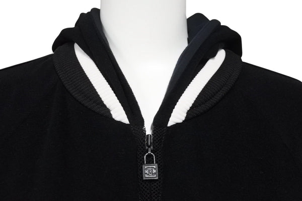CHANEL シャネル スポーツライン ジップアップフーディー パーカー P32616W04100 サイズ36 ココマーク パイル メッシュ 美品 中古 4b005863