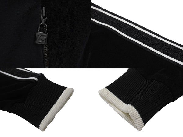 CHANEL シャネル スポーツライン ジップアップフーディー パーカー P32616W04100 サイズ36 ココマーク パイル メッシュ 美品 中古 4b005863