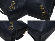 画像をギャラリービューアに読み込む, BALENCIAGA バレンシアガ クラシック メタリック エッジ シティ 2WAY ショルダーバッグ 390154 ネイビー ゴールド金具 美品 中古 4b005865