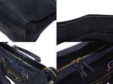 画像をギャラリービューアに読み込む, BALENCIAGA バレンシアガ クラシック メタリック エッジ シティ 2WAY ショルダーバッグ 390154 ネイビー ゴールド金具 美品 中古 4b005865