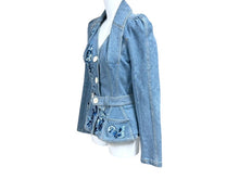 画像をギャラリービューアに読み込む, CHRISTIAN DIOR BOUTIQUE クリスチャンディオール フローラル バタフライ 刺繍 ジャケット 5A12022240 デニム ブルー サイズ36 美品 中古 4b005872