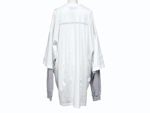 極美品 BALENCIAGA バレンシアガ Food Holiday Two Piece Long Sleeved Shirt プリントロゴレイヤード長袖Tシャツ 698089 TMVL2 ホワイト サイズ3 中古 4b005873