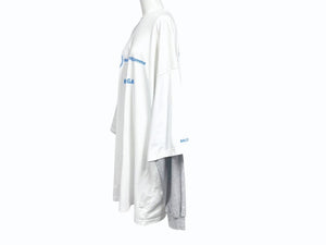 極美品 BALENCIAGA バレンシアガ Food Holiday Two Piece Long Sleeved Shirt プリントロゴレイヤード長袖Tシャツ 698089 TMVL2 ホワイト サイズ3 中古 4b005873