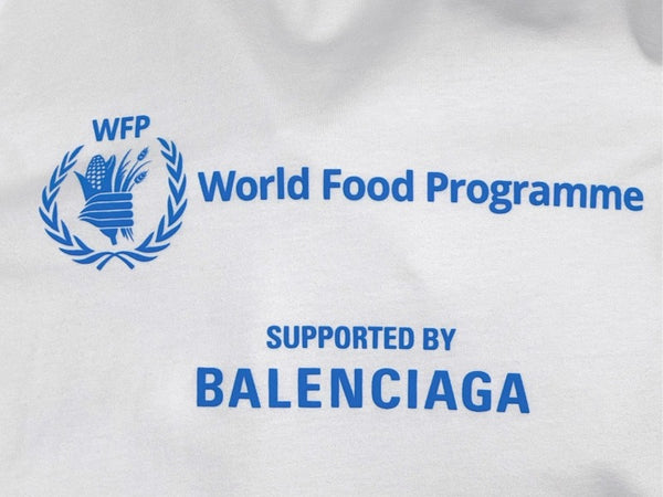 極美品 BALENCIAGA バレンシアガ Food Holiday Two Piece Long Sleeved Shirt プリントロゴレイヤード長袖Tシャツ 698089 TMVL2 ホワイト サイズ3 中古 4b005873