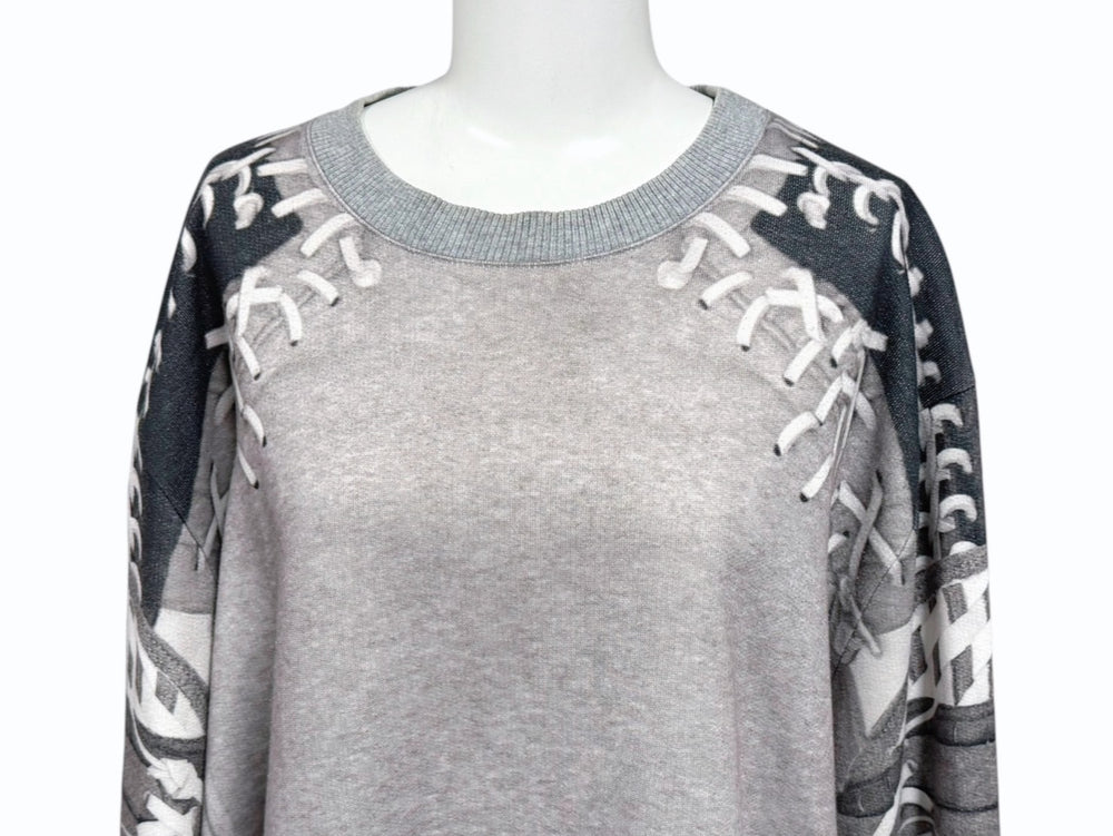 Givenchy ジバンシー スウェットシャツ ベースボールプリント 13W 7460 802 YZERR私物 グレー ポリエステル コットン サイズS 美品 中古 4b005883