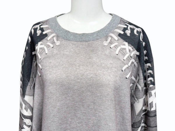 Givenchy ジバンシー スウェットシャツ ベースボールプリント 13W 7460 802 YZERR私物 グレー ポリエステル コットン サイズS 美品 中古 4b005883
