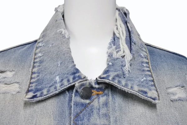 極美品 AMIRI アミリ GRATEFUL DEAD skull rose スカルデザインペイントデニムジャケット YZERR着用 ブルー マルチカラー サイズM 中古 4b005884