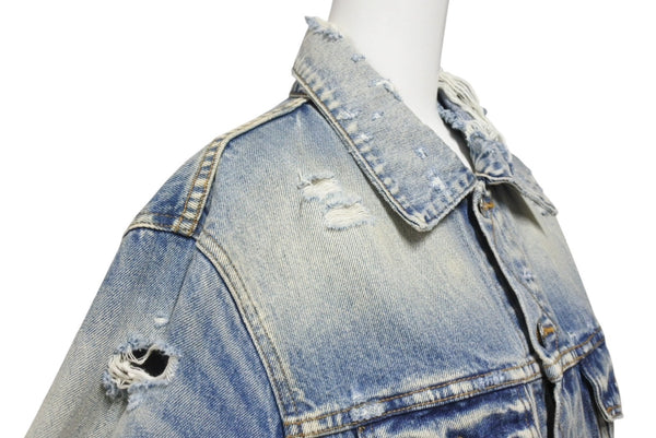 極美品 AMIRI アミリ GRATEFUL DEAD skull rose スカルデザインペイントデニムジャケット YZERR着用 ブルー マルチカラー サイズM 中古 4b005884