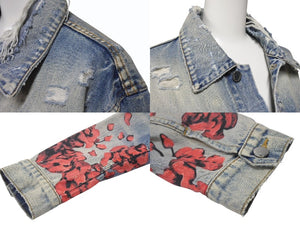 極美品 AMIRI アミリ GRATEFUL DEAD skull rose スカルデザインペイントデニムジャケット YZERR着用 ブルー マルチカラー サイズM 中古 4b005884