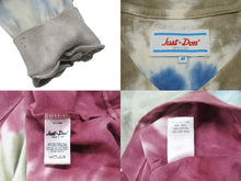 Load image into Gallery viewer, JUST DON ジャストドン レコードロータイダイ ロングスリーブTシャツ ロゴ刺繍 バックプリント YZERR私物 マルチカラー タイダイ サイズM 美品 中古 4b005892