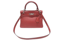 Load image into Gallery viewer, 新品同様 HERMES エルメス ケリー25 2WAY ショルダーバッグ X刻印 ヴォースイフト ルージュグレナシルバー金具 中古 4b005898