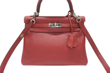 Load image into Gallery viewer, 新品同様 HERMES エルメス ケリー25 2WAY ショルダーバッグ X刻印 ヴォースイフト ルージュグレナシルバー金具 中古 4b005898
