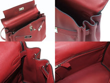 Load image into Gallery viewer, 新品同様 HERMES エルメス ケリー25 2WAY ショルダーバッグ X刻印 ヴォースイフト ルージュグレナシルバー金具 中古 4b005898