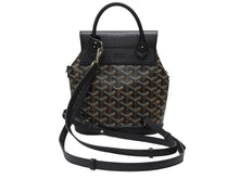 Load image into Gallery viewer, 極美品 GOYARD ゴヤール ミニリュック 3WAY アルパンミニ ヘリンボーン柄 ブラック ブラウン シルバー金具 中古 4b005903