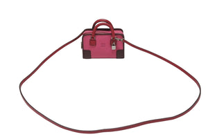 LOEWE ロエベ アマソナ マイクロ ミニ 2WAY ハンドバッグ ショルダーバッグ ポーチ レザー ピンク ボルドー シルバー金具 美品 中古 4b005904