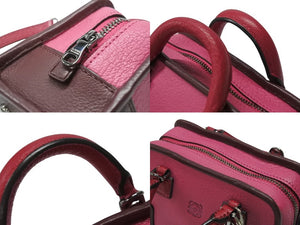 LOEWE ロエベ アマソナ マイクロ ミニ 2WAY ハンドバッグ ショルダーバッグ ポーチ レザー ピンク ボルドー シルバー金具 美品 中古 4b005904