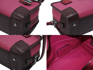 LOEWE ロエベ アマソナ マイクロ ミニ 2WAY ハンドバッグ ショルダーバッグ ポーチ レザー ピンク ボルドー シルバー金具 美品 中古 4b005904