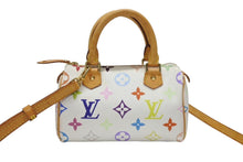 Load image into Gallery viewer, LOUIS VUITTON ルイヴィトン モノグラム マルチカラー ミニスピーディ ハンドバッグ M92645 PVC ヌメ革 ホワイト 村上隆 美品 中古 4b005906
