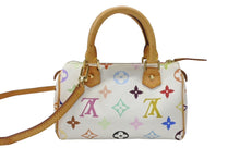 Load image into Gallery viewer, LOUIS VUITTON ルイヴィトン モノグラム マルチカラー ミニスピーディ ハンドバッグ M92645 PVC ヌメ革 ホワイト 村上隆 美品 中古 4b005906