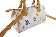 Load image into Gallery viewer, LOUIS VUITTON ルイヴィトン モノグラム マルチカラー ミニスピーディ ハンドバッグ M92645 PVC ヌメ革 ホワイト 村上隆 美品 中古 4b005906