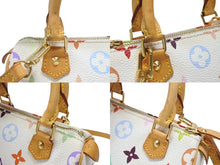 Load image into Gallery viewer, LOUIS VUITTON ルイヴィトン モノグラム マルチカラー ミニスピーディ ハンドバッグ M92645 PVC ヌメ革 ホワイト 村上隆 美品 中古 4b005906