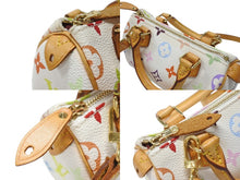 Load image into Gallery viewer, LOUIS VUITTON ルイヴィトン モノグラム マルチカラー ミニスピーディ ハンドバッグ M92645 PVC ヌメ革 ホワイト 村上隆 美品 中古 4b005906