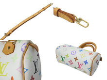Load image into Gallery viewer, LOUIS VUITTON ルイヴィトン モノグラム マルチカラー ミニスピーディ ハンドバッグ M92645 PVC ヌメ革 ホワイト 村上隆 美品 中古 4b005906