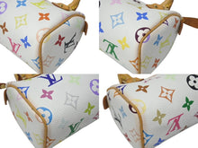 Load image into Gallery viewer, LOUIS VUITTON ルイヴィトン モノグラム マルチカラー ミニスピーディ ハンドバッグ M92645 PVC ヌメ革 ホワイト 村上隆 美品 中古 4b005906