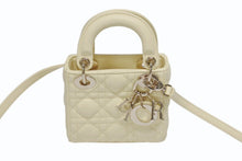 Load image into Gallery viewer, 極美品 CHRISTIAN DIOR クリスチャンディオール Lady Dior マイクロ レディディオール カナージュ 2WAYハンドバッグ レザー イエロー 中古 4b005909