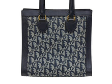 Load image into Gallery viewer, Christian Dior クリスチャンディオール トロッター ハンドバッグ キャンバス レザー ネイビー ゴールド金具 美品 中古 4b005910
