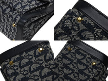 Load image into Gallery viewer, Christian Dior クリスチャンディオール トロッター ハンドバッグ キャンバス レザー ネイビー ゴールド金具 美品 中古 4b005910